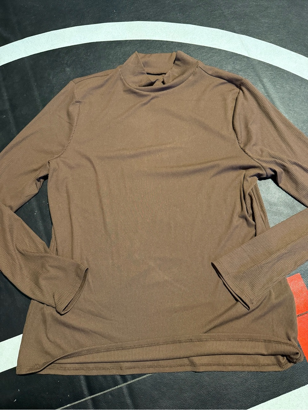 No Boundaries Chocolate Brown Ribbed Mock Neck Top